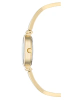 Anne Klein Women's Gold-Tone Alloy Bangle with Pink Enamel Fashion Watch 33.5mm and Bracelet Set - Pink, Gold