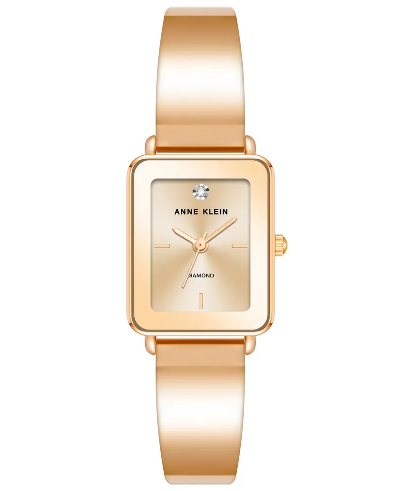 Anne Klein Women's -Tone Solid Bangle Watch, 22X27mm