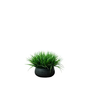 Nature's Elements Desktop Artificial Grass Bowl in Decorative Pot