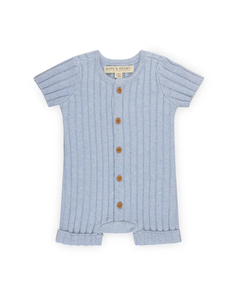 Hope & Henry Baby Boys Baby Organic Cotton Layette Shortie Sweater Romper