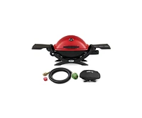 Weber Q1200 Liquid Propane Grill Red With Adapter Hose And Grill Cover