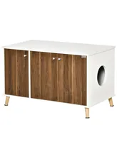 Cat Litter Box Enclosure Hidden Cat Furniture w/ Adjustable Shelf Door