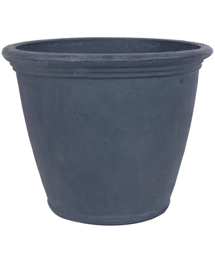 Sunnydaze Decor Anjelica 24" Outdoor Double-Walled Polyresin Planter with Uv-Resistant Slate Finish