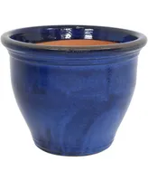 Sunnydaze Decor 18 in Studio High-Fired Glazed Ceramic Planter - Imperial Blue