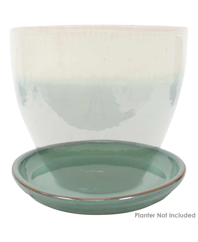 Sunnydaze Decor in Glazed Ceramic Flower Pot/Plant Saucer - Seafoam