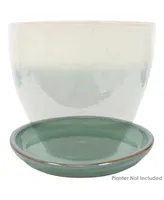 Sunnydaze Decor in Glazed Ceramic Flower Pot/Plant Saucer - Seafoam