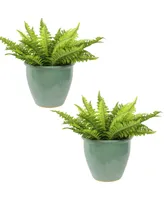 Sunnydaze Decor 11 in Villa Glazed Ceramic Planter - Seaside Dreams - Set of 2