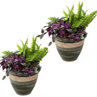 Sunnydaze Decor Purlieu Ceramic Planter - 12" - Tempest - Set of 2