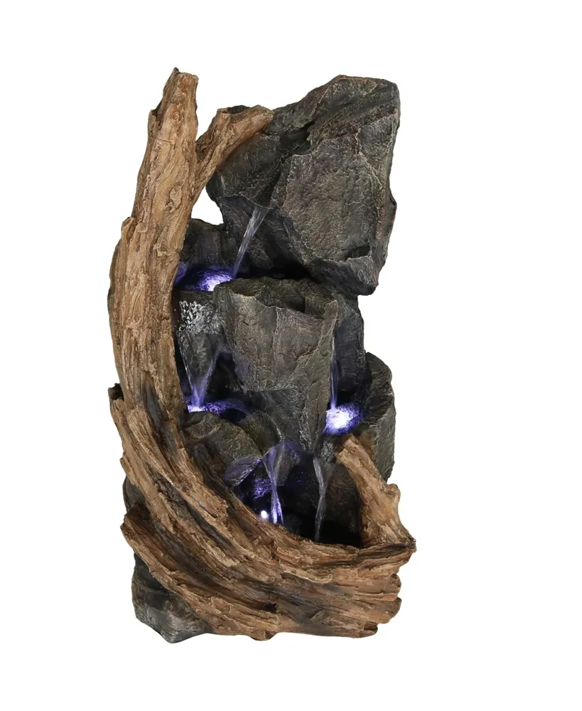 Sunnydaze Decor Cascading Mountainside Water Fountain with Led Lights - 35 in