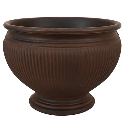 Sunnydaze Decor 16 in Elizabeth Ribbed Urn Dual-Wall Polyresin Planter - Rust