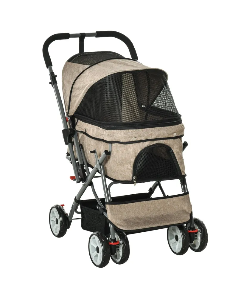 PawHut Small Travel Pet Stroller Easy Fold Jogger Pushchair Wheel Canopy