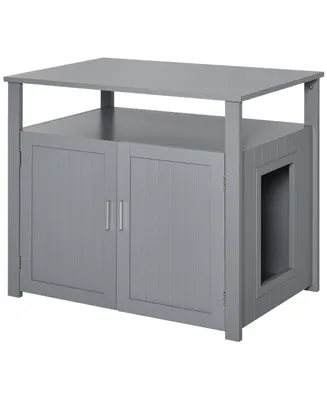 Tabletop Side Table Cat Box Fixture w/ Magnetic Closing Door