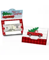 Big Dot of Happiness Merry Little Christmas Tree - Red Truck and Car Money & Gift Card Holders - 8 Ct