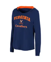 Women's Colosseum Navy Virginia Cavaliers Catalina Hoodie Long Sleeve T-shirt