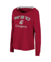 Women's Colosseum Crimson Washington State Cougars Catalina Hoodie Long Sleeve T-Shirt