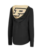 Women's Colosseum Black Purdue Boilermakers Catalina Hoodie Long Sleeve T-Shirt