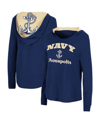 Women's Colosseum Navy Navy Midshipmen Catalina Hoodie Long Sleeve T-Shirt