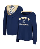 Women's Colosseum Navy Midshipmen Catalina Hoodie Long Sleeve T-Shirt