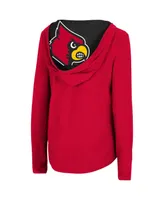 Women's Colosseum Red Louisville Cardinals Catalina Hoodie Long Sleeve T-Shirt