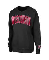 Women's Colosseum Black Wisconsin Badgers Campanile Pullover Sweatshirt