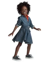 Toddler and Little Girls Belted Cotton Chino Shirtdress