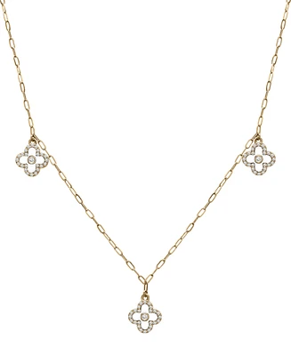 Wrapped Diamond & Enamel Quatrefoil Dangle 18" Collar Necklace (1/4 ct. t.w.) in 10k Gold, Created for Macy's