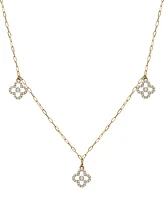 Wrapped Diamond & Enamel Quatrefoil Dangle 18" Collar Necklace (1/4 ct. t.w.) in 10k Gold, Created for Macy's