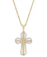 Grown With Love Men's Lab Grown Diamond Cross 22" Pendant Necklace (1 ct. t.w.) in 14k Two-Tone Gold