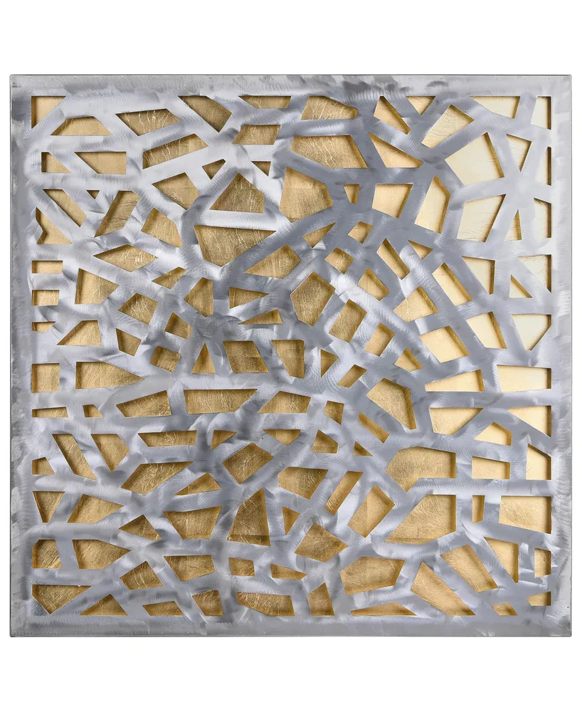 Empire Art Direct Enigma Polished Steel Leaf 3D Abstract Metal Wall Art, 32" x 32" - Gold-Tone, Silver