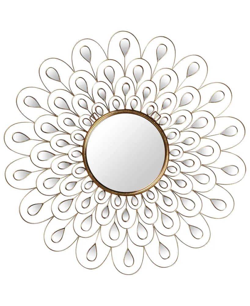 Empire Art Direct 'Flower Burst' Bling Round Wall Mirror, 36" x 36" - Gold