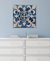 Empire Art Direct 'Cobalt Tile Iii' Fine Giclee Printed Directly On Hand Finished Ash Wood Wall Art, 24" x 24"