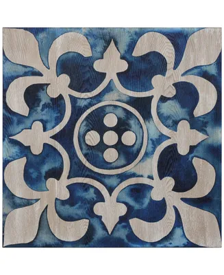 Empire Art Direct 'Cobalt Tile Iii' Fine Giclee Printed Directly On Hand Finished Ash Wood Wall Art, 24" x 24"