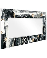 Empire Art Direct 'Ebony' Rectangular On Free Floating Printed Tempered Art Glass Beveled Mirror, 72" x 36"