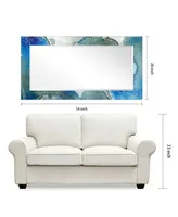 Empire Art Direct 'Subtle Blues' Rectangular On Free Floating Printed Tempered Art Glass Beveled Mirror