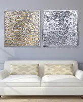 Empire Art Direct Enigma Polished Steel Leaf 3D Abstract Metal Wall Art, Set of 2, 32" x 64" - Gold-Tone, Silver