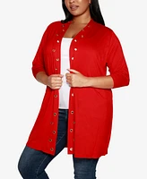 Belldini Plus Grommet-Trim Duster Cardigan Sweater