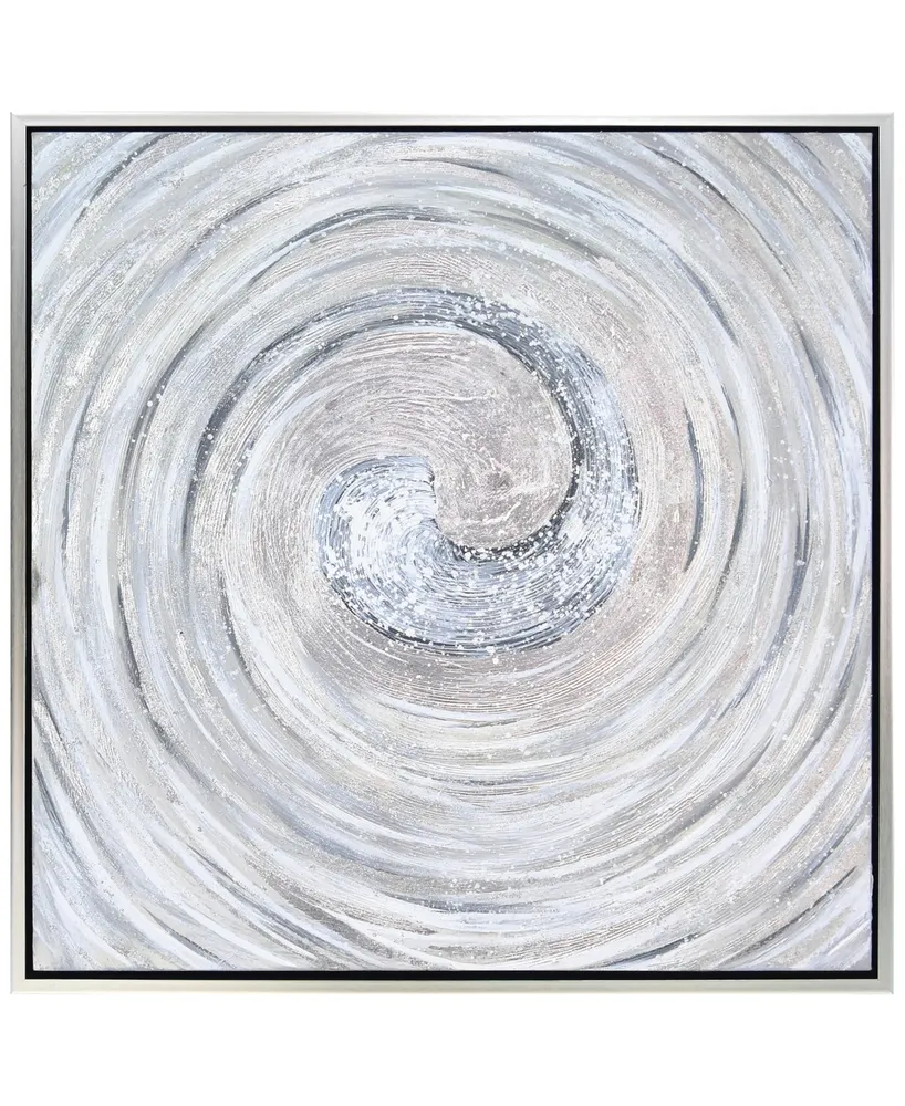 Empire Art Direct Swirl Textured Metallic Hand Painted Canvas Wall Art, 36" x 36" - Silver