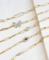 Diamond Bar Paperclip Link Bracelet (1/6 ct. t.w.) in 14k Gold-Plated Sterling Silver, Created for Macy's