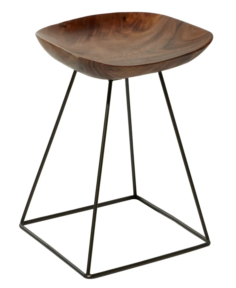 Rosemary Lane Metal Stool with Black Metal Base, 17" x 17" x 20"