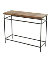 Rosemary Lane Metal Rustic Console Table with Brown Wood Top, 48" x 16" x 30"