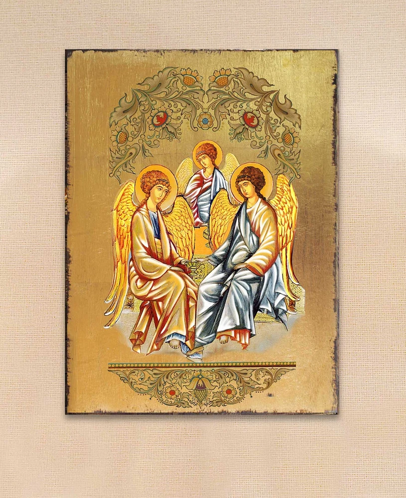 Designocracy Icon Old Testament Trinity Wall Art on Wood 8"