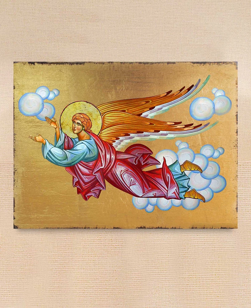 Designocracy Icon Flying Angel Wall Art on Wood 16"