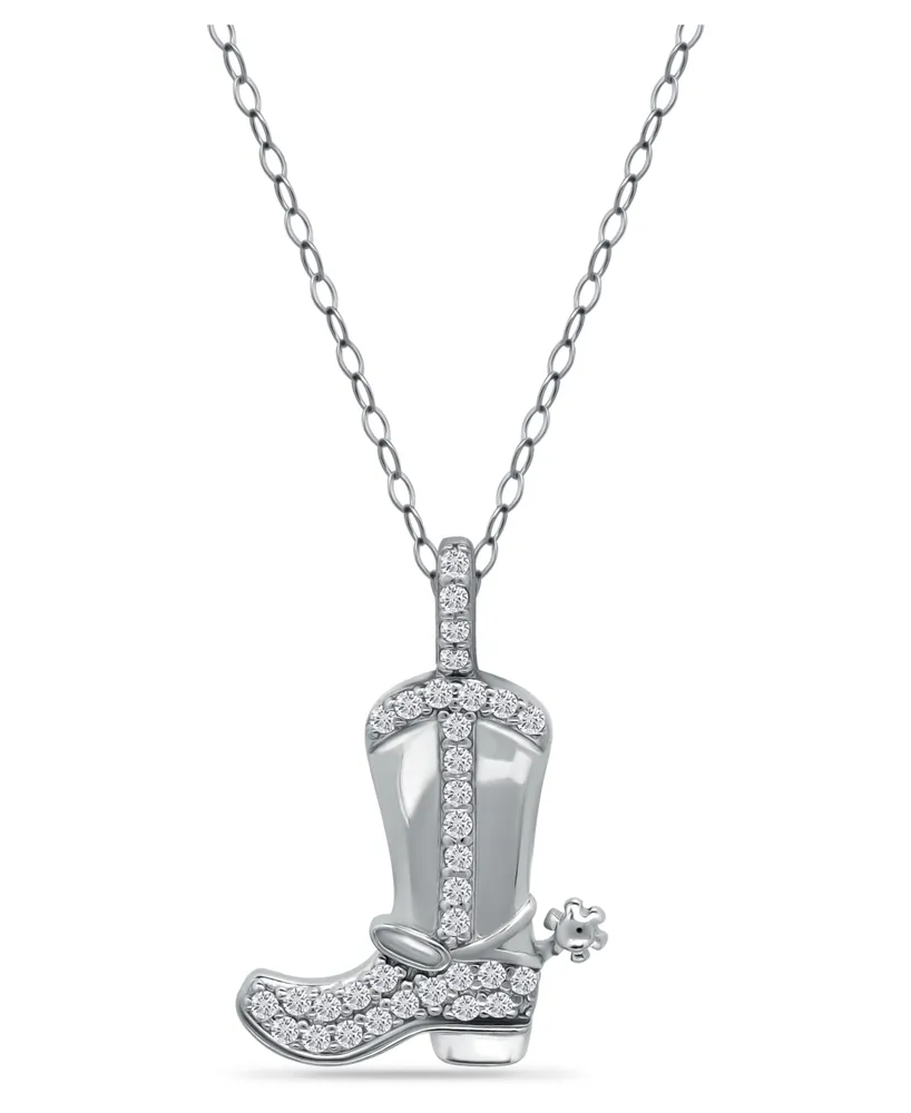 Giani Bernini Cubic Zirconia Cowboy Boot with Spur Pendant Necklace in Sterling Silver