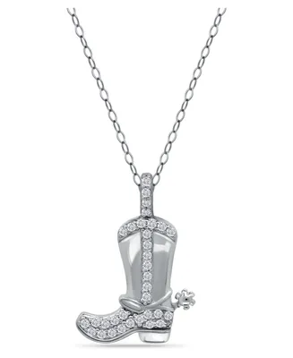 Giani Bernini Cubic Zirconia Cowboy Boot with Spur Pendant Necklace in Sterling Silver