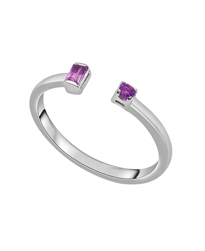 Macy's Amethyst (1/20 ct.t.w) and Rose De France (1/20 ct.t.w) Open Ring in Sterling Silver