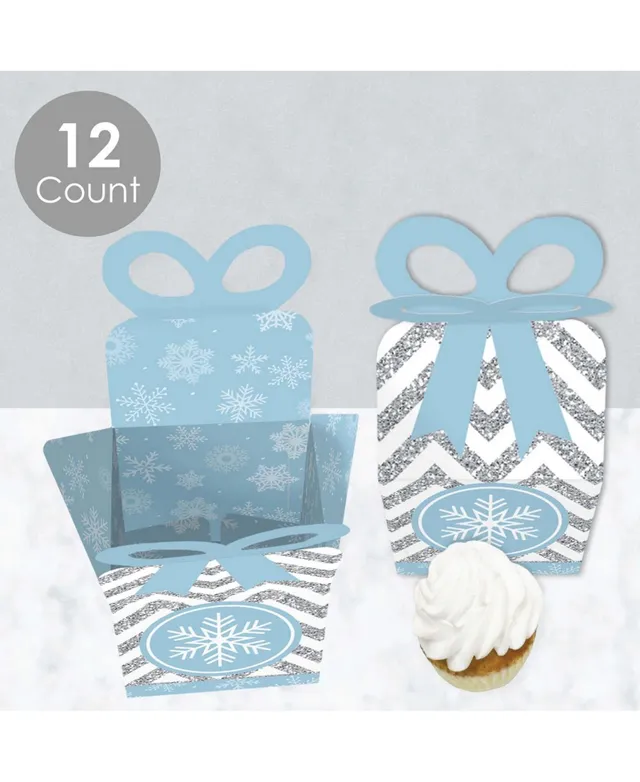 Big Dot of Happiness Winter Wonderland - Snowflake Holiday and Winter  Wedding Gift Favor Bags - Party Goodie Boxes - Set of 12