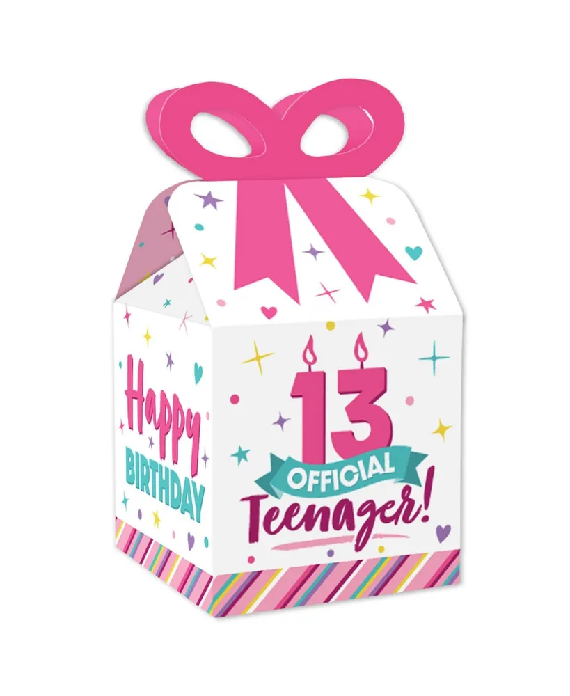 Big Dot of Happiness - Finally 21 Girl - Treat Box Party Favors - 21st Birthday Party Goodie Gable Boxes - Set of 12