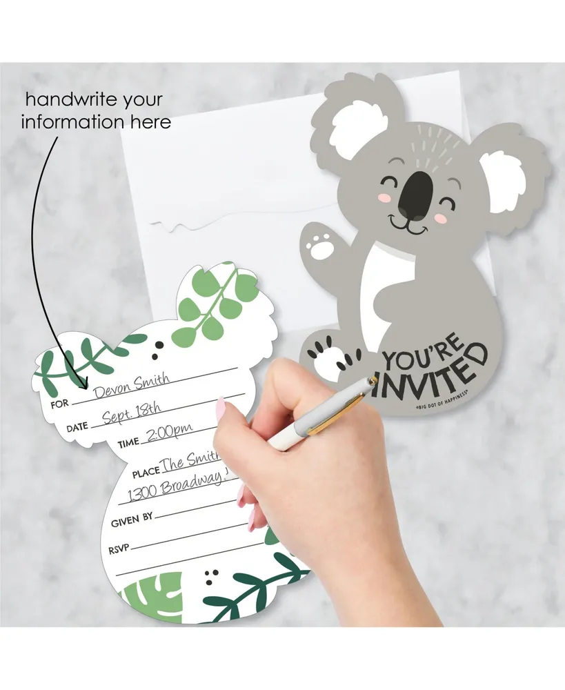Koala Cutie Bear Birthday Party & Baby Shower Invite Cards with Envelopes 12 Ct