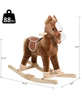 Qaba Kids Rocking Plush Horse Ride on Animal Rocker w/ Sound, Brown