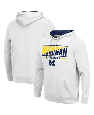 Men's Colosseum White Michigan Wolverines Slash Stack 2.0 Pullover Hoodie